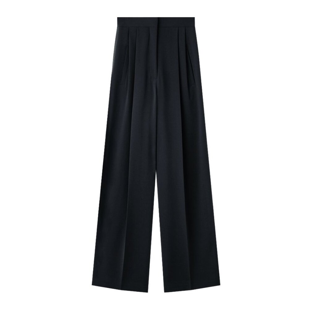 CHICJOC High-Waisted Tapered Wide-Leg Pants 28" / Size 34 / Black